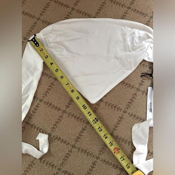 Tic Toc white scarf style satin crop top with back sash ties S NWT - Picture 5 of 8